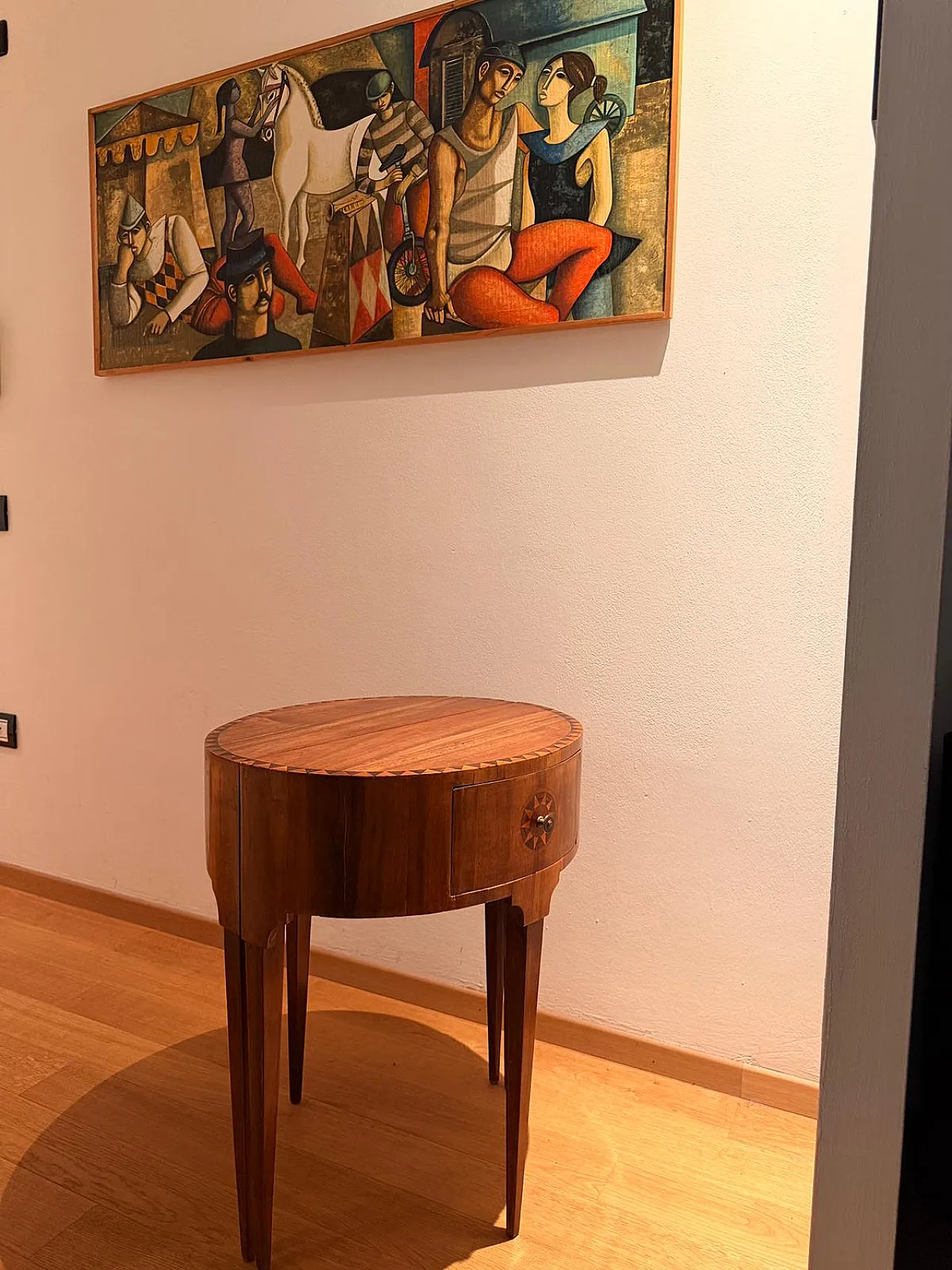 Mid-century Italian Neoclassical style inlaid walnut Atelier, 50s 2